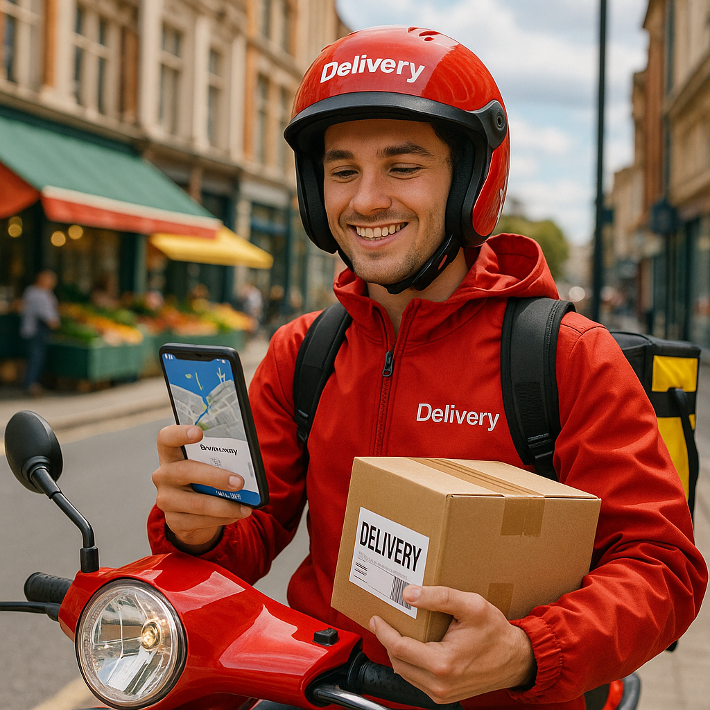 Delivery rider with package
