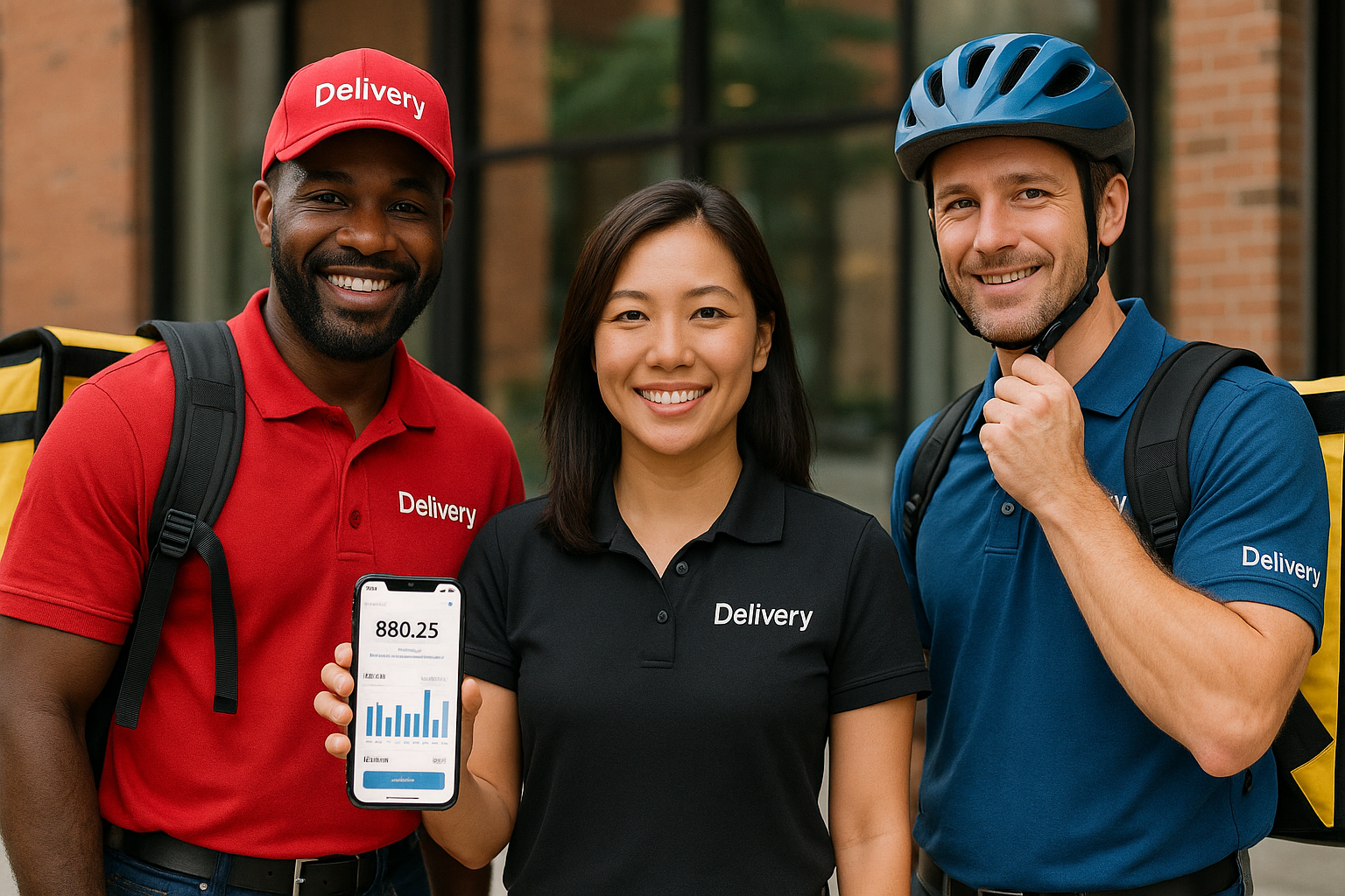 Happy delivery person
